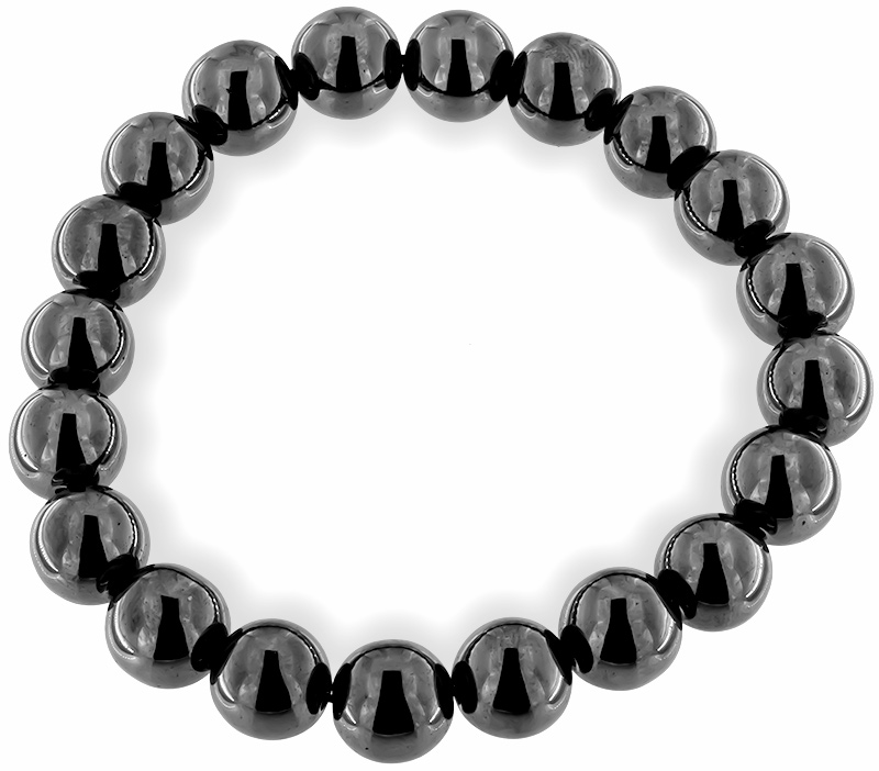 Hämatit Armband mit 10mm Hämatit Perlen auf doppelten Gummiband AR005 oben
