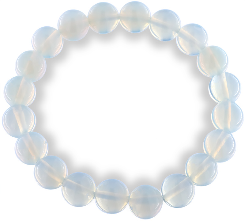 Mondstein Armband mit 10mm Mondstein Perlen auf doppelten Gummiband AR007 oben