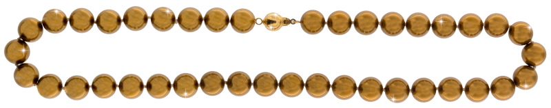 Perlmutt Gold Kette 46cm, ca. 10mm Perlengröße Collier Halskette Mother-of-Pearl MOP03