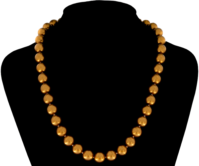 Perlmutt Gold Kette 46cm, ca. 10mm Perlengröße Collier Halskette Mother-of-Pearl MOP03