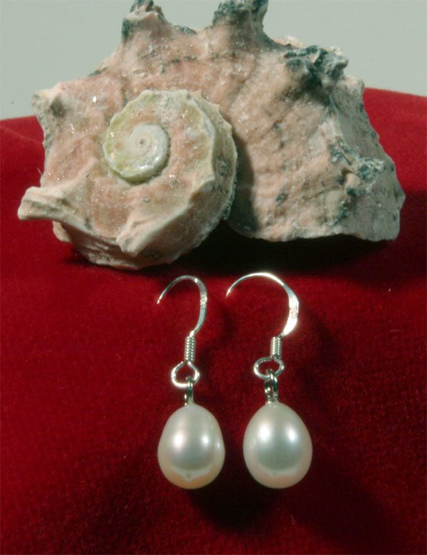 8 mm Weiß echt Zucht Süßwasser Perlen Schmuck Ohrringe Ohrstecker 925 Silber