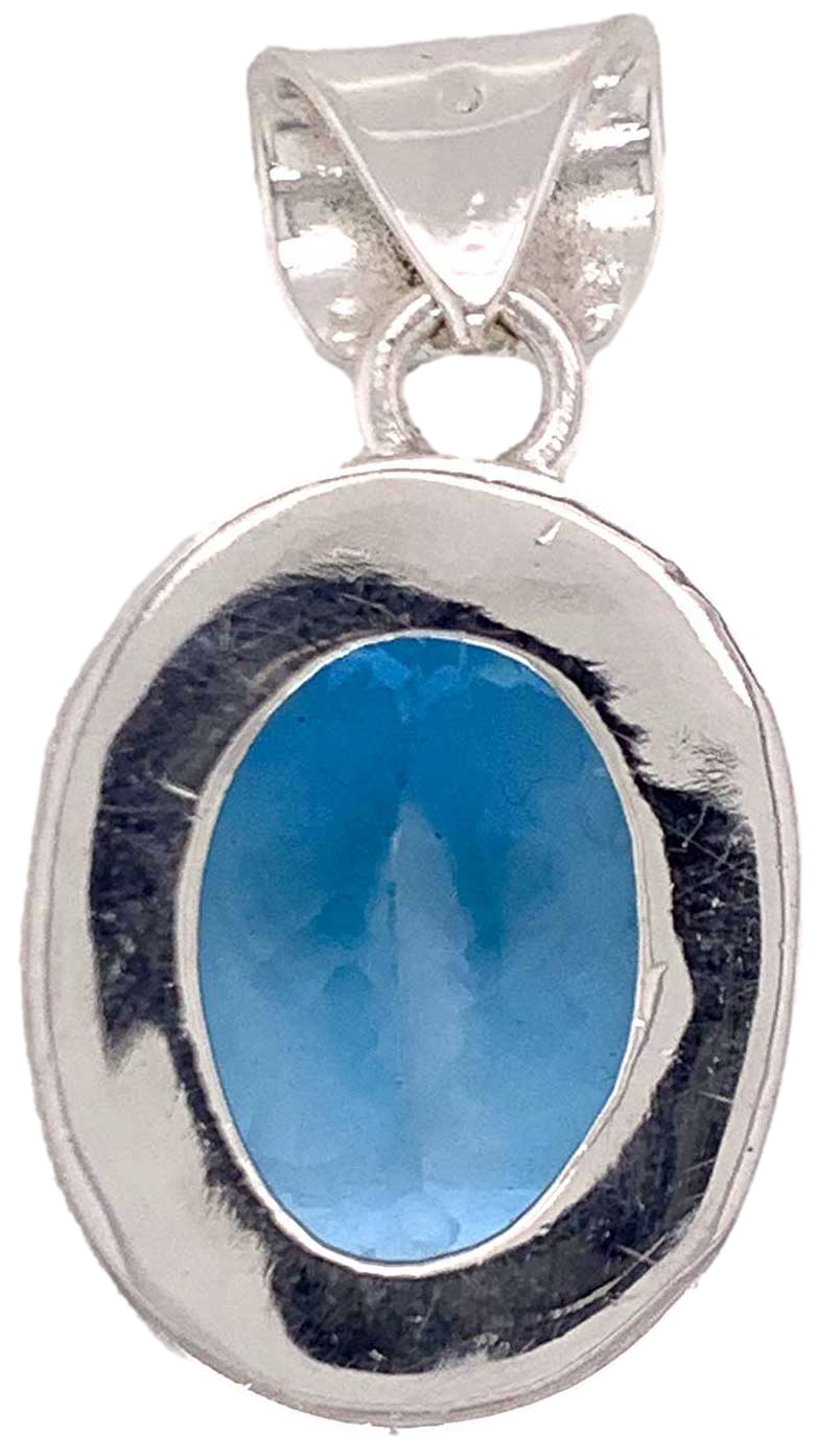 Blautopas Blue Topaz Anhänger in Swiss Blue Sehr Groß 925 Silberfassung gesamt ca. 34 Gramm 169 ct Augenrein