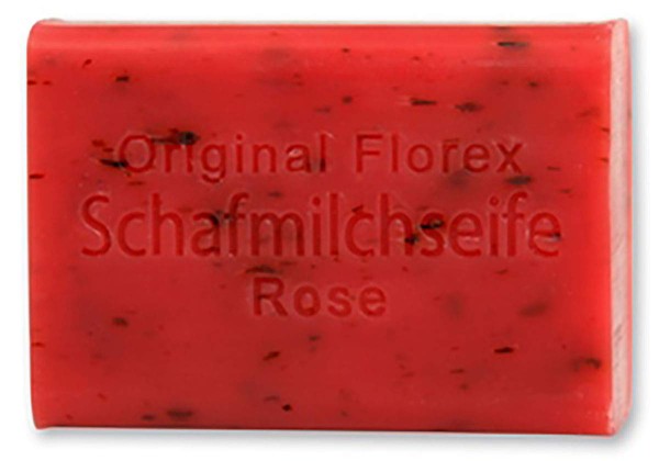 Florex Schafmilchseife Rose mit Blüten 100 g Stück Seife Naturseife Schafmilch