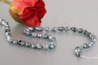 P166 Echter Süßwasser-Perlen-Strang barock 10-12mm 40cm lang offen silbergrau P166 Echter Süßwasser-Perlen-Strang barock 10-12mm 40cm lang offen silbergrau