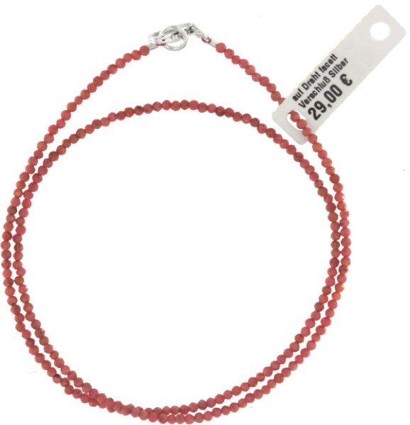 Rhodochrosit Rot Halsette 45cm ca.1-2mm facettiert 925 Silber Verschluß Punziert Perlenzentrum Stely