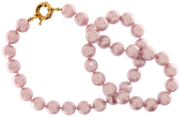 Perlmutt Rosé Kette 46cm, ca. 10mm Perlengröße Collier Halskette Mother-of-Pearl MOP01