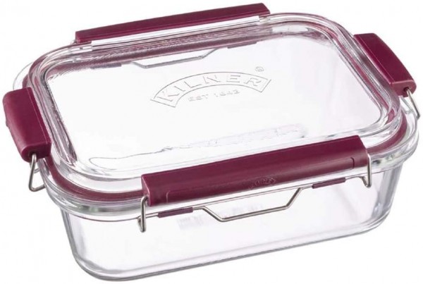 Kilner Frischhaltedose aus Borosilikatglas mit auslaufsicherem Clipverschluss-System, BPA-frei, back