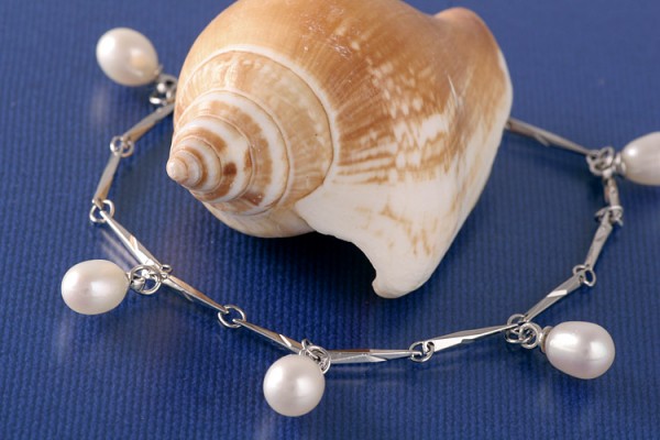 Silberarmband (925) mit Perlen P324 Weiss