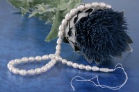 P049 Echter Süßwasser-Perlen-Strang barock ca. 8mm 38cm lang offen weiß P049 Echter Süßwasser-Perlen-Strang barock ca. 8mm 38cm lang offen weiß
