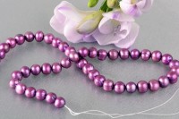 P394 Echter Süßwasser-Perlen-Strang barock 8-9mm 40cm lang offen Pink metallic P394 Echter Süßwasser-Perlen-Strang barock 8-9mm 40cm lang offen Pink metallic