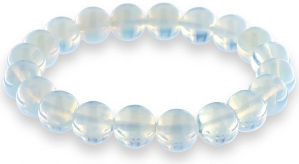 Opalit-Mondstein Armband mit 10mm Mondstein Perlen auf doppelten Gummiband AR007