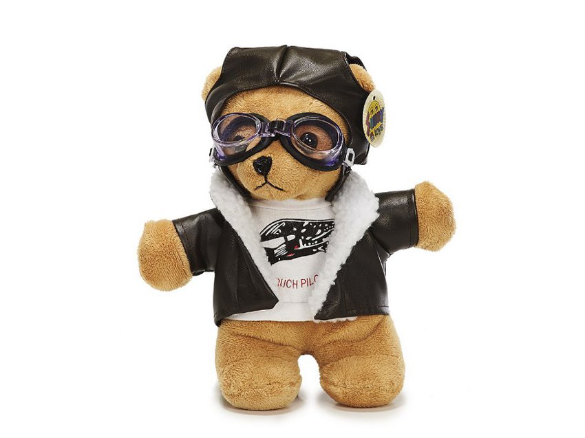 Teddybär Im Pilotenoutfit – Ca. 24x12x24 Cm, Braun, Waschbar Bis 30°C