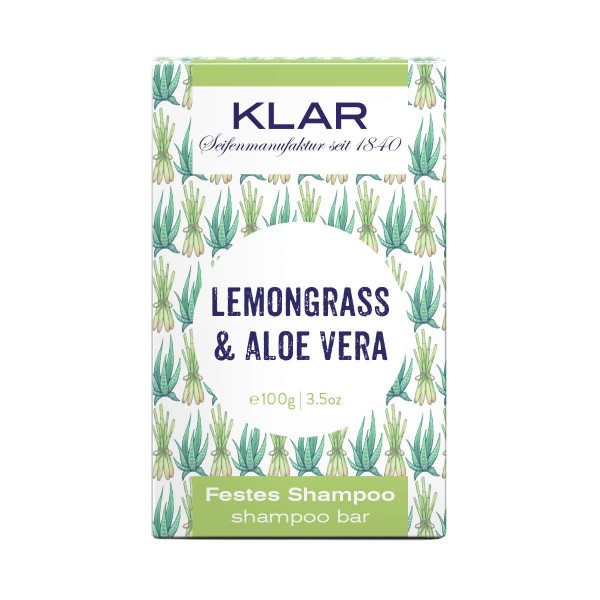 Klar's - Bar Shampoo - Lemongrass & Aloe Vera - festes Shampoo - für fettiges Haar - 100 g