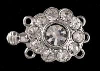 Schließe Clip-Verschluß Schließe Collier-Kette-Armband mit Strass Rhodiniert 3 Augen 19mm V19 Schließe Clip-Verschluß Schließe Collier-Kette-Armband mit Strass Rhodiniert 3 Augen 19mm V19