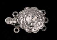 Schließe Clip-Verschluß Schließe Collier-Kette-Armband mit Strass Rhodiniert 3 Augen 19mm V18 Schließe Clip-Verschluß Schließe Collier-Kette-Armband mit Strass Rhodiniert 3 Augen 19mm V18