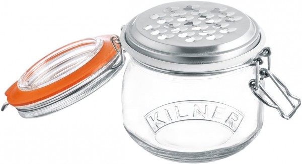 Kilner 0025.841 Reibenset-Edelstahlreibe mit Bügelverschluss Glas, 5 Liter Reibe, transparent