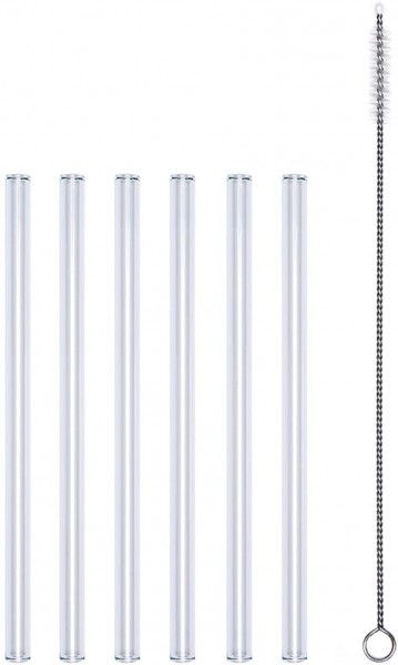 PROFINO Glastrinkhalme 6 Stk. 15cm PR1501 7tlg., 6xTrinkhalme + 1xReinigungsbürste