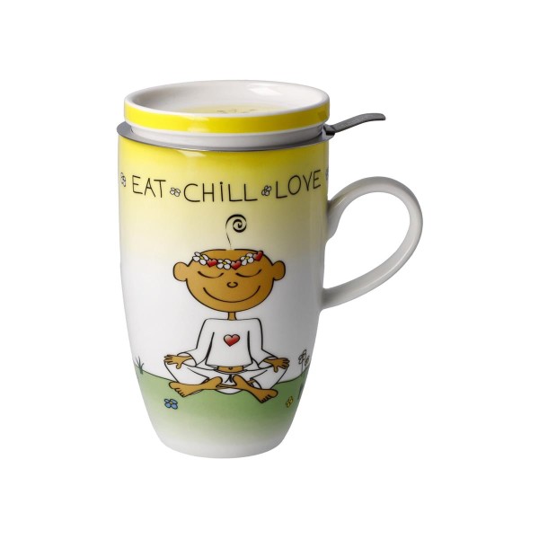 Der kleine Yogi - "Eat Chill Love" Bunt Wohnaccessoires Goebel 54102831