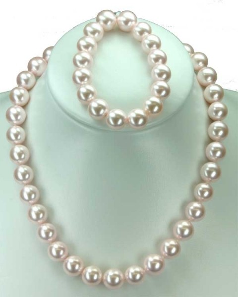 12mm Set Armband-Kette-Ohrringe Rose (MOP)