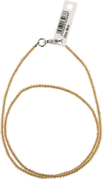 Citrin Hals-Kette 45cm ca. 1-1.5mm facettiert 925 Silber Karabiner-Verschluss Punziert Perlenzentrum