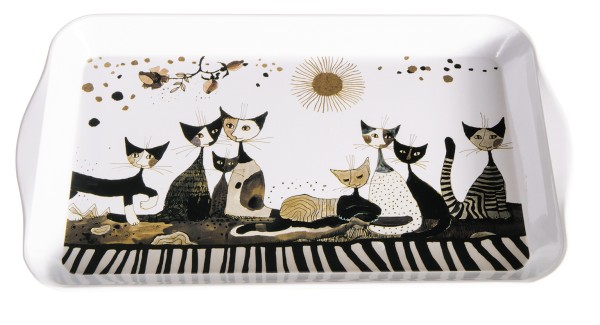 Fridolin Rosina Wachtmeister Tablett Cats Sepia groß ca. 32x2x19cm aus robustem Metall 19492