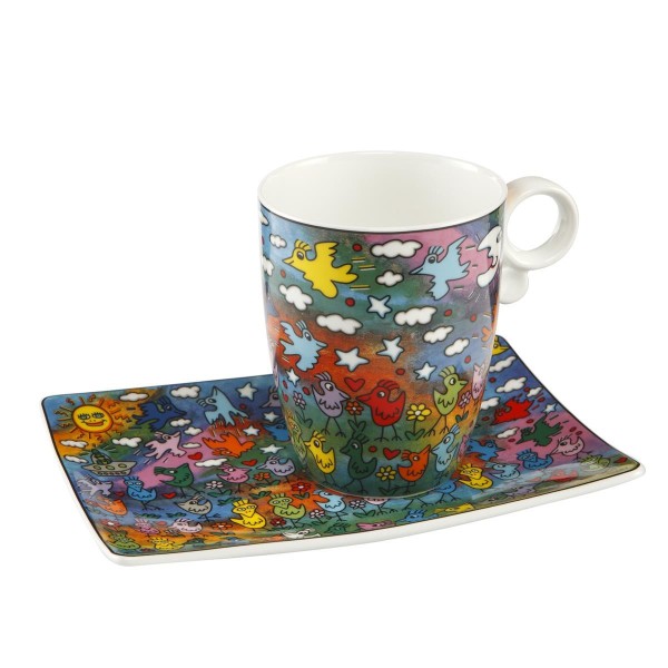 Goebel James Rizzi Up Down and Flying Around Tasse mit Untertasse Porzellan 26102231