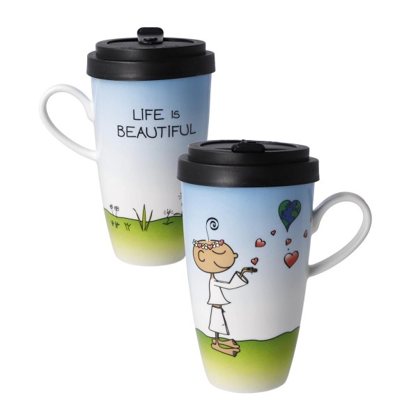 Mug To Go - Life is Beautiful Bunt Wohnaccessoires Goebel 54102291