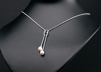 Elegante Silberkette Collier mit echten Süßwasserzuchtperlen Perlen oval ca. 8-9mm - Weiß -