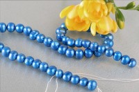 P396 Echter Süßwasser-Perlen-Strang rund 8-9mm 40cm lang offen Blau Elektrik P396 Echter Süßwasser-Perlen-Strang rund 8-9mm 40cm lang offen Blau Elektrik