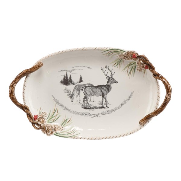 Servierplatte Zapfen Bunt Fitz & Floyd Christmas Collection Goebel 51001191