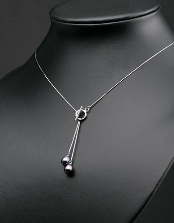 Elegante Silberkette(925) Verschl.vorn P337 Tahiti Schwarz Violett