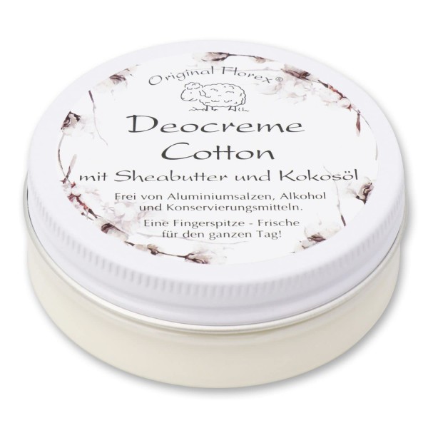 Florex Deocreme Cotton mit biologischer Schafmilch ohne Aluminiumsalze Alkohol Konservierungsstoffe