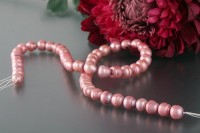 P140 Echter Süßwasser-Perlen-Strang barock 6-7mm 40cm lang offen rosarot P140 Echter Süßwasser-Perlen-Strang barock 6-7mm 40cm lang offen rosarot