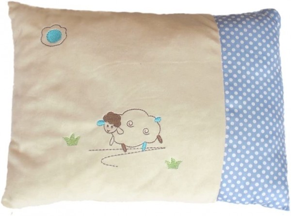 Inwolino 7988 - Schmusekissen Schaf Sweety, creme/blau, 25 x 36 cm, Kuschelkissen