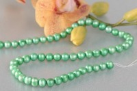 P416 Echter Süßwasser-Perlen-Strang barock 7-8mm 38cm lang offen Mintgrün P416 Echter Süßwasser-Perlen-Strang barock 7-8mm 38cm lang offen Mintgrün