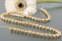 P130 Echter Süßwasser-Perlen-Strang barock 5-7mm 40cm lang offen goldorange P130 Echter Süßwasser-Perlen-Strang barock 5-7mm 40cm lang offen goldorange