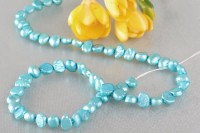 P399 Echter Süßwasser-Perlen-Strang irregular 5-6mm 40cm lang offen hellblau P399 Echter Süßwasser-Perlen-Strang irregular 5-6mm 40cm lang offen hellblau
