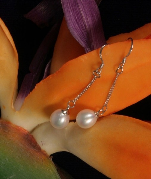 925 Sterling Silber Süßwasser Zucht-Perlen-Ohrringe - weiss 6-7 mm- O101