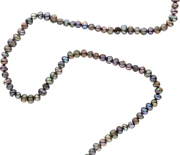 Echter Zucht-Perlen-Strang in Tahiti Black Violett ca. 35cm - barock Perlen 4-5 mm